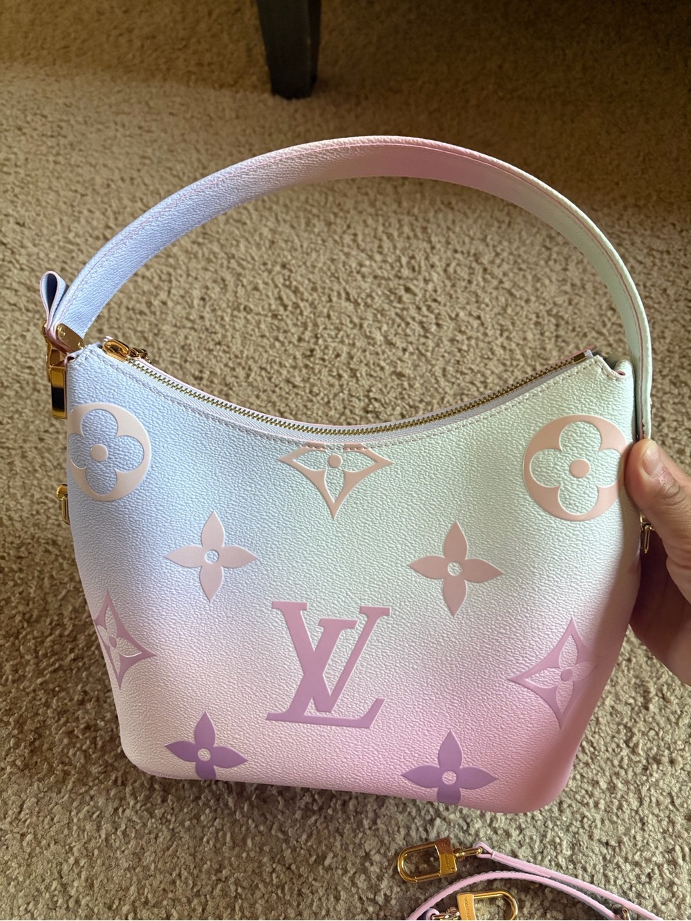 Louis Vuitton Pink & White Monogram Shoulder Hobo